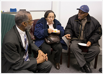 Senator Haywood speaking with constituents