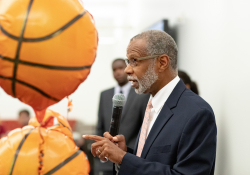 July 8, 2019: Senator Haywood joins Will Parks, Darnell Artis, Philadelphia CeaseFire, The Regular Fellows Foundation, Philadelphia Parks and Recreation, and Elder Harrison for the announcement of Ahead of the Game a basketball league being implemented to combat community violence in Northwest Philadelphia.