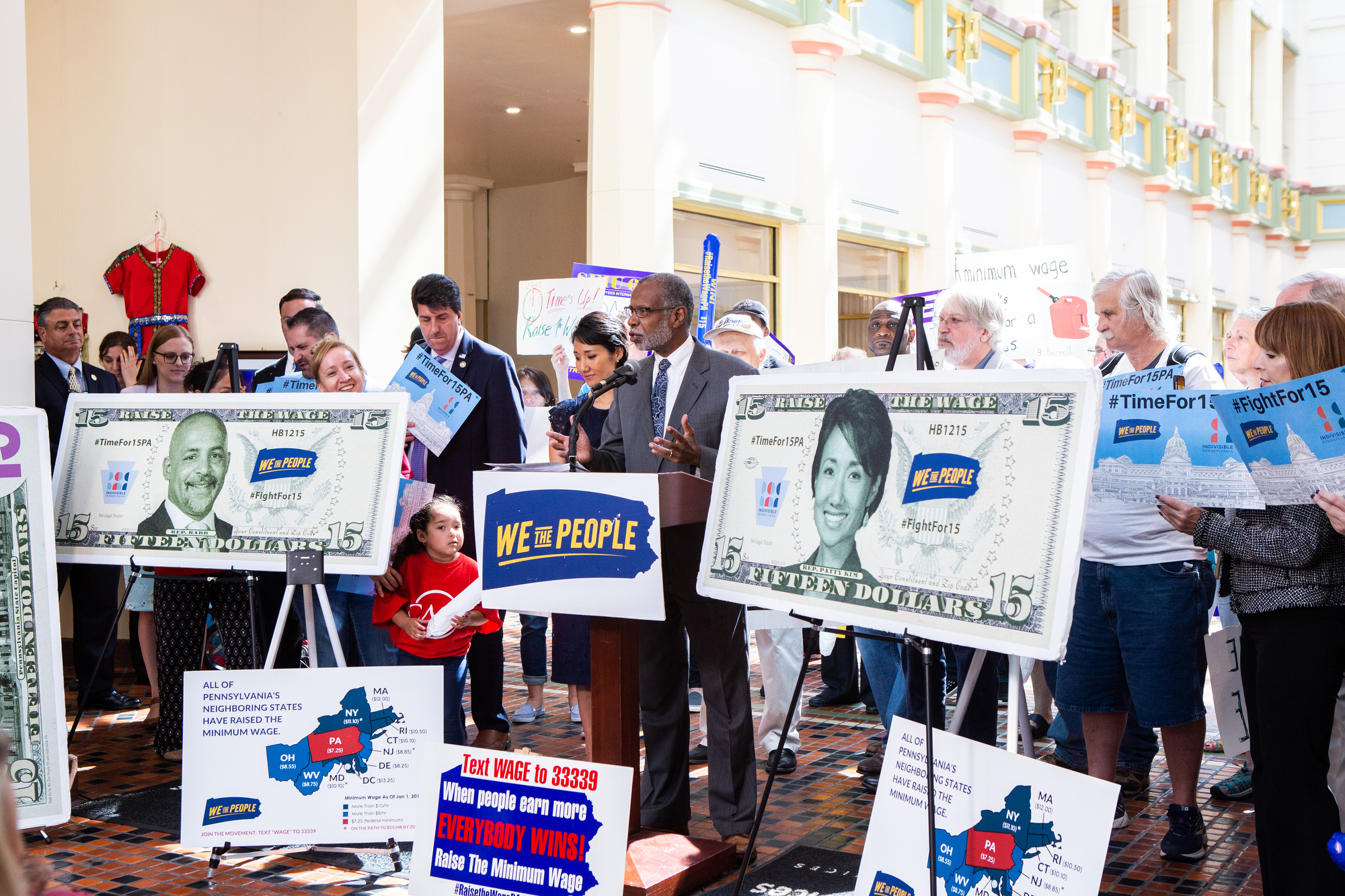September 17, 2019: Sen. Haywood joins fellow minimum wage activists in the Capitol to demand action on several pending bills that would raise the state’s minimum wage.