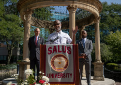 August 24, 2021: State Senator Art Haywood  joined Dr. Michael H. Mittelman, President of Salus University, for a check presentation and press conference.  Salus University received a $750,000 grant from the Redevelopment Assistance Capital Program (RACP) in 2020 to construct an Orthotics and Prosthetics Facility.