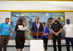 Octubre 6, 2021: State Senator Art Haywood  and Kathryn Ott Lovell, Commissioner of Philadelphia Parks &amp; Recreation presented a check to Simons Recreation Center from the Redevelopment Assistance Capital Program (RACP) in 2020 to complete new construction and renovations.