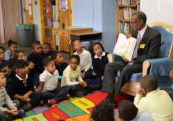March 2, 2016: Sen. Haywood reads to children at Edmonds Elementary School for Read Across America Day.