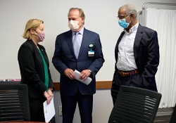 May 9, 2022:  Senators Haywood and Collett tour Holy Redeemer Meadowbrook. Redeemer Health in partnership with MD Anderson Cancer Center at Cooper is now using a non-surgical image-guided radiation technology that offers expanded treatment capabilities. Installation of a new linear accelerator (LINAC) was made possible with the help of a $2 million grant from Pennsylvania’s Redevelopment Assistance Capital Program (RACP).
