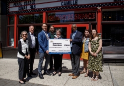 May 10, 2022: Senator Haywood presents check to the  Quintessence Theatre from the Redevelopment Assistance Capital Program (RACP).