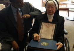February 7, 2016: Sen. Haywood honors constituent Sister Podney on her 100th birthday.