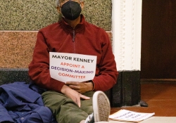 April 18, 2022:  State Senator Art Haywood joined gun violence prevention advocates at City Hall to demand that Mayor Jim Kenney take six immediate actions to reduce gun violence in Philadelphia.