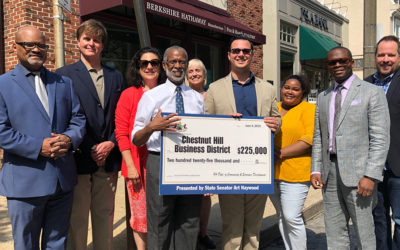 Senator Haywood Presents a Check to the Chestnut Hill Business District